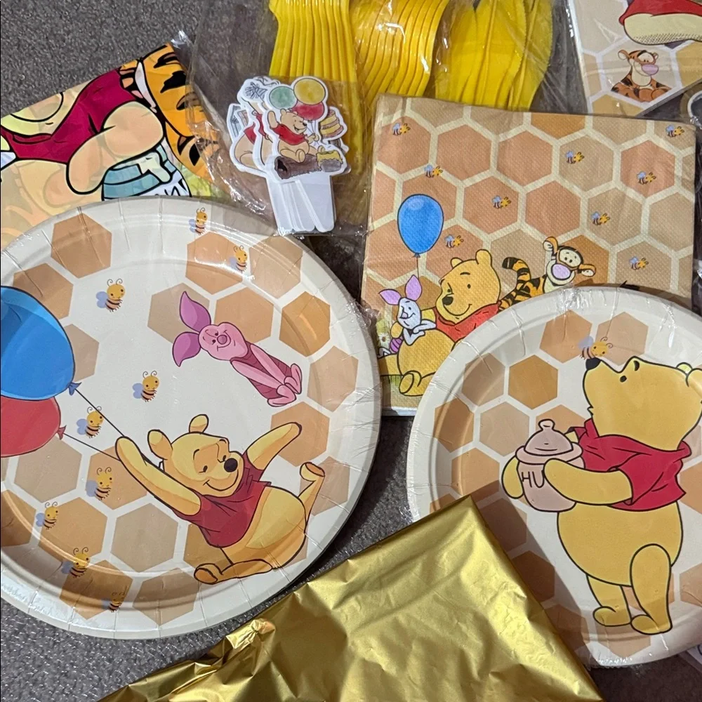 Winnie the Pooh Party Supplies Set - Yellow and Red everything you need!